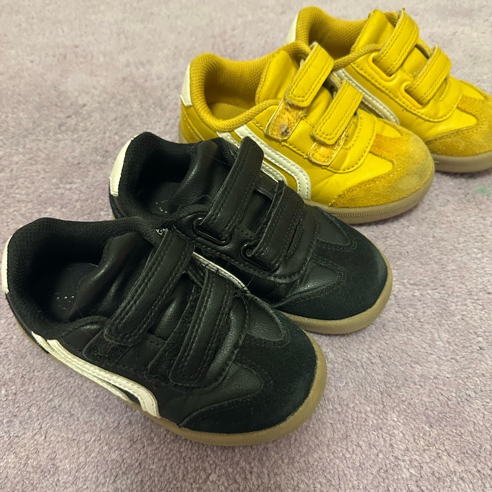 Kids Velcro Sneakers - Black and Yellow